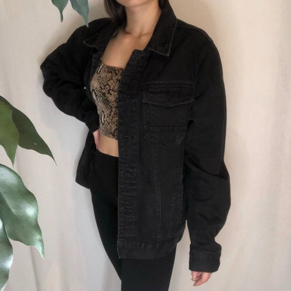 Black Denim Unisex Jacket - Picture 8 of 12